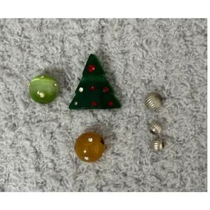 Lot of 6-Green Glass Tree and Round & Sterling Silver Beads #65112